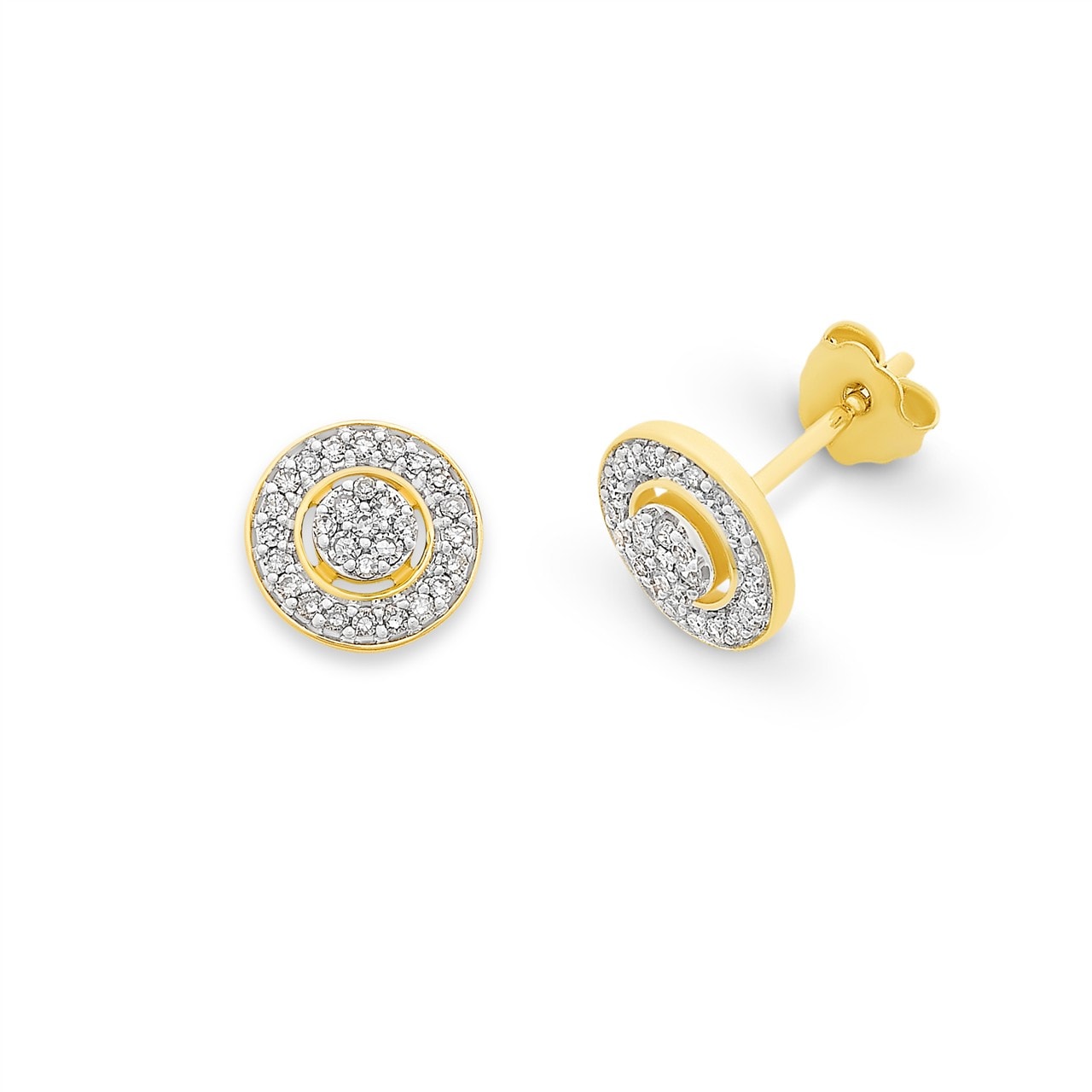 Gold Halo Diamond Studs - Knights The Jewellers Online Jewellery Store