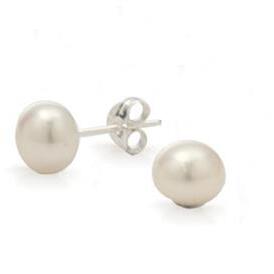 Silver 7mm White FWP Button Studs_0