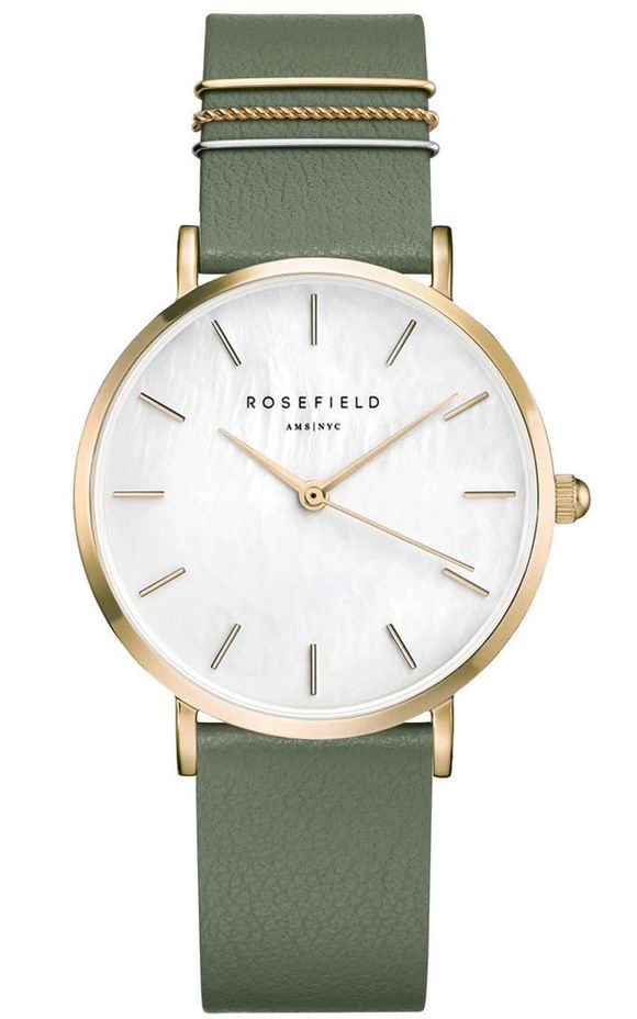 the west village gold ana with green leather strap_0