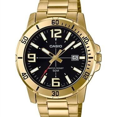 Gold Gents Watch Black Dial Analoge_0