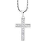 Silver CZ Cross Pendant_0