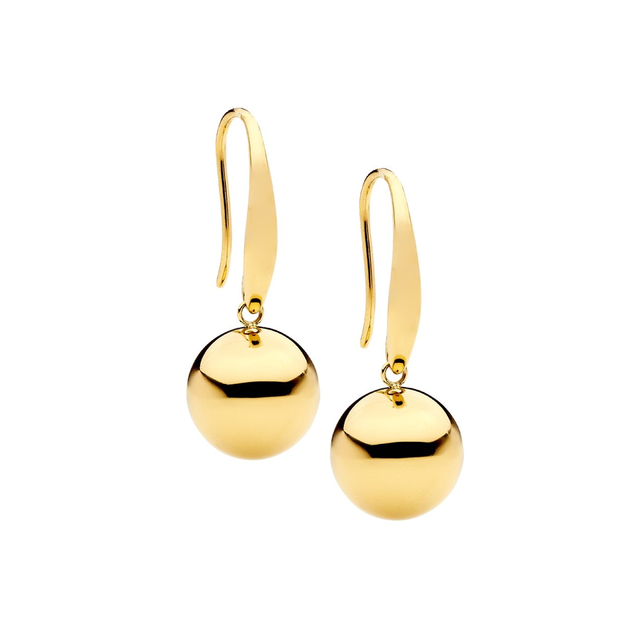 9ct Gold Ball Drop Huggie Earrings in White  Angus  Coote