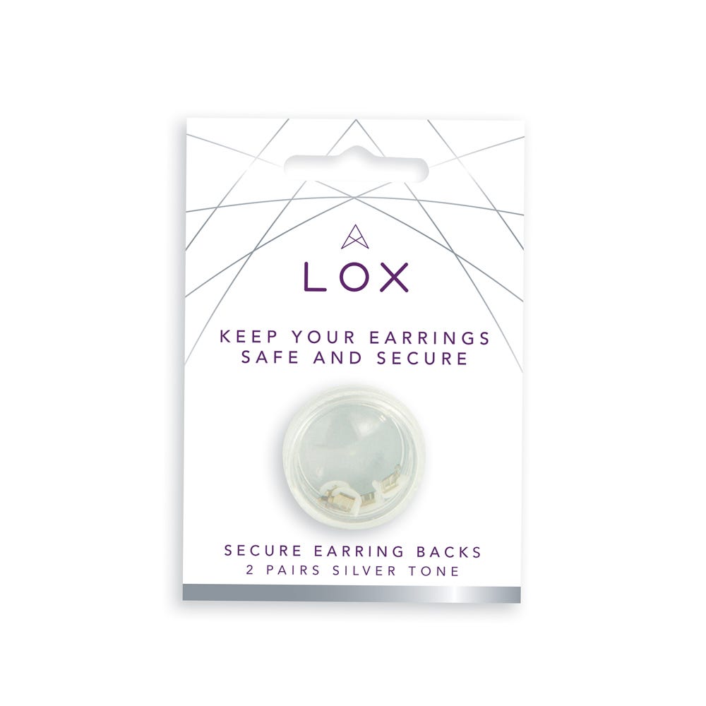 Lox silver tone secure earring backs 2 pair_0