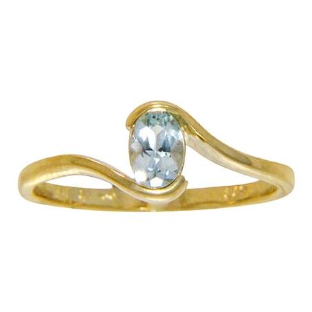 Aquamarine 9ct Gold Rub Over Ring_0