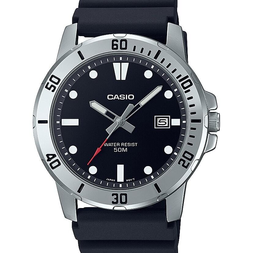 Casio Analogue with Black Resin Band 50m Water Resistant_0