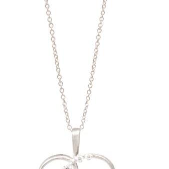 Sterling Silver Cubic Zirconia Heart Pendant_0