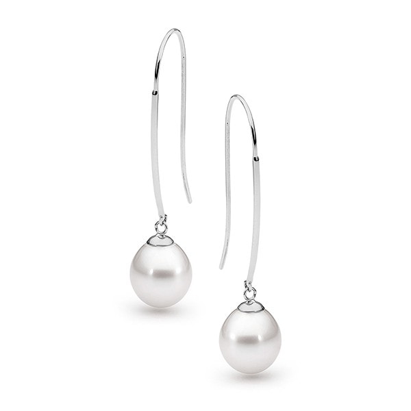 Sterling Silver White Drop Fresh Water Pearl Earrings - Knights The ...