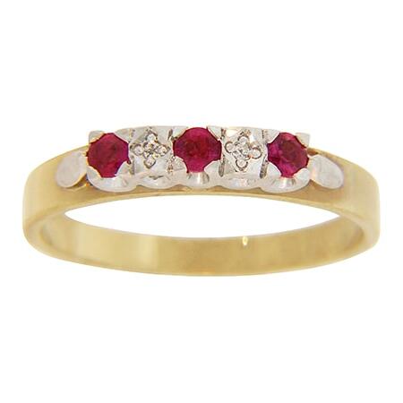 9ct Yellow Gold Diamond and Ruby Ring_0