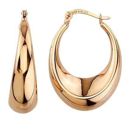 Rose Gold Silver Filled Oval Hoops_0