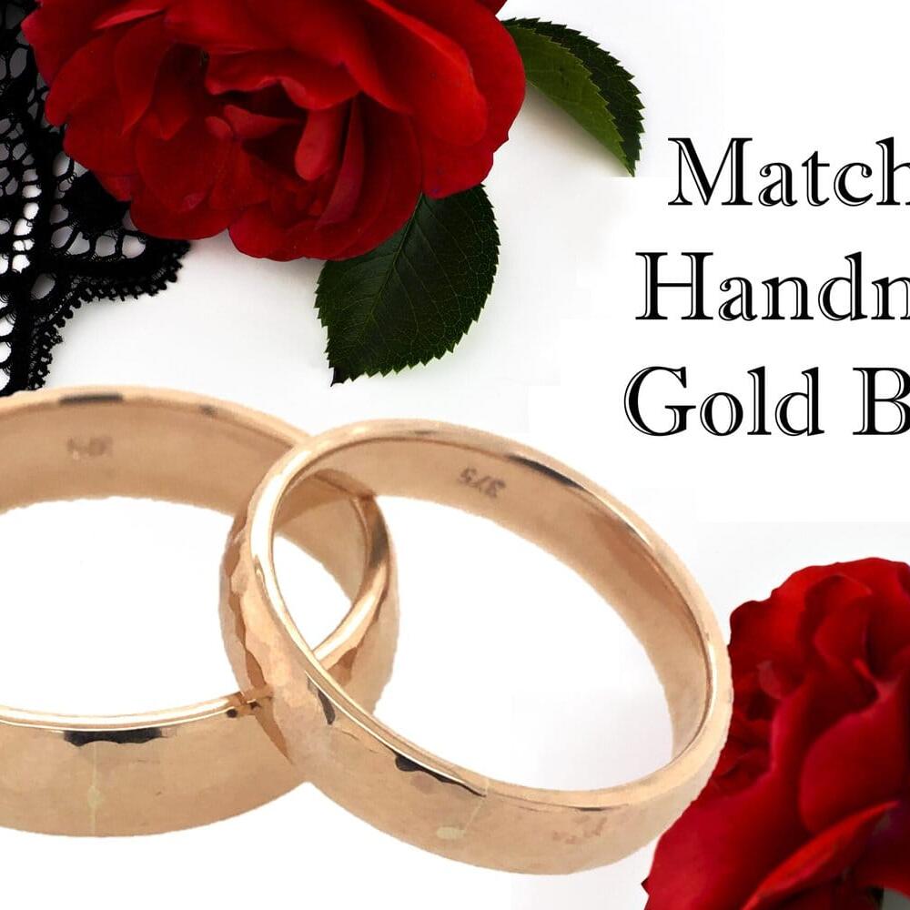 Rose Gold Hammered Wedding Bands_0