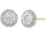 9ct Yellow Gold Cluster Diamond Earrings_0