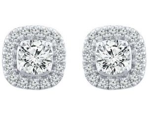 9ct White Gold Square Diamond Stud Earrings_0