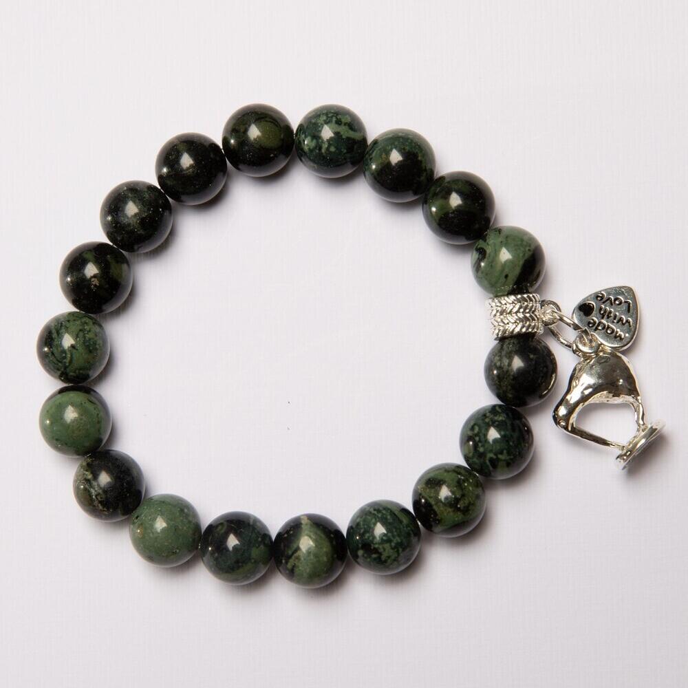 Aroha Greenstone Bracelet with Kiwi Charm_0