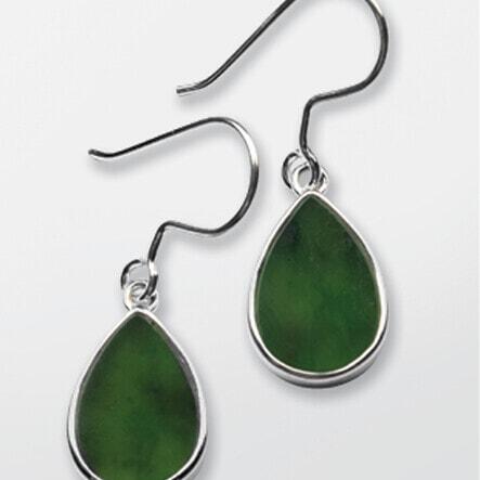 Silver Greenstone Teardrop Earrings_0