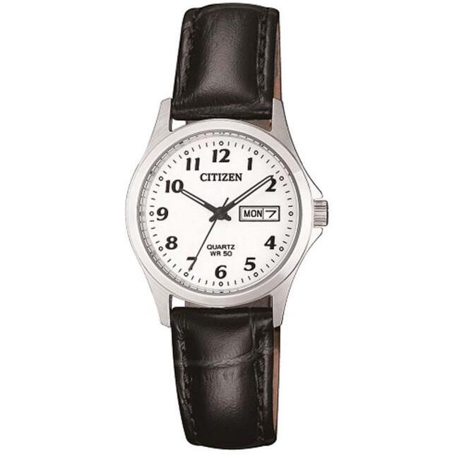 Citizen Ladies Silver Leather Strap Watch_0