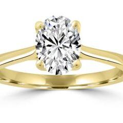 18ct Yellow Gold 1ct Oval Lab Grown Diamond Solitaire Ring_0