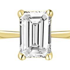 18ct Yellow Gold 1ct Emerald Cut Lab Grown Diamond Ring_0