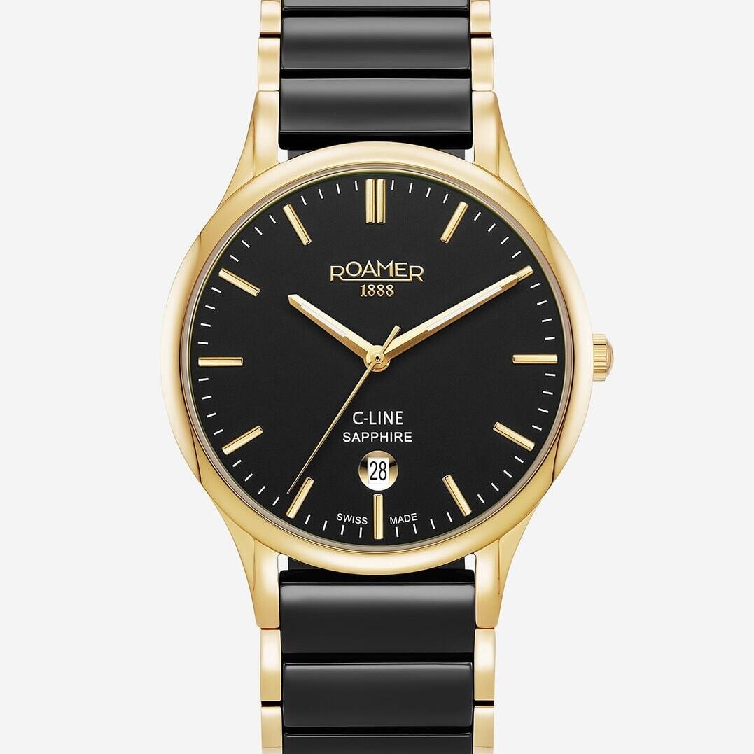 Roamer Gents Gold and Black Ceramic Analogue Watch_0