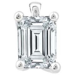 18ct White Gold Emerald Cut Diamond Pendant_0