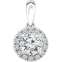 18ct White Gold Round Halo Lab Grown Diamond Pendant_0