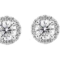 18ct White Gold Round Halo Diamond Studs_0