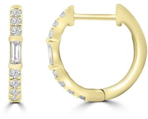 18ct Yellow Gold Baguette and Round Lab Grown Diamond Huggies_0