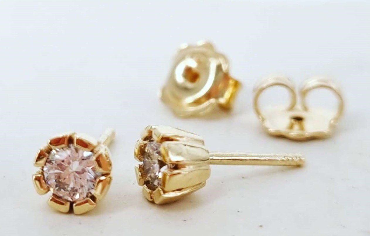 9ct Gold Lab Grown Diamond Earrings Handmade_0