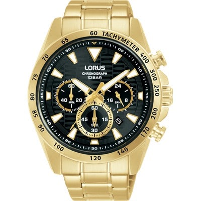 Chronograph analogue gold watch 100 mt water resistant_0