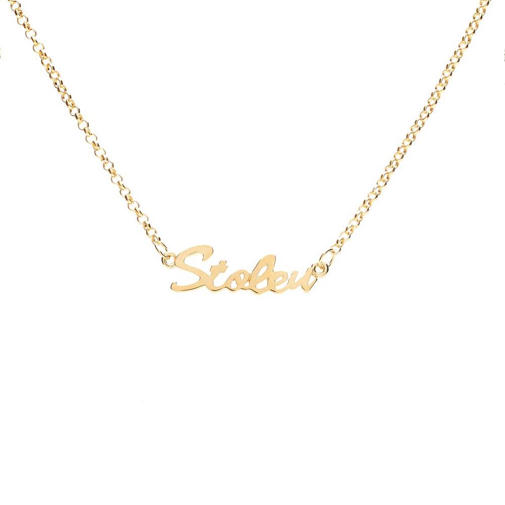 Stolen Girlfriends Club Gold Plated Script Necklace_0