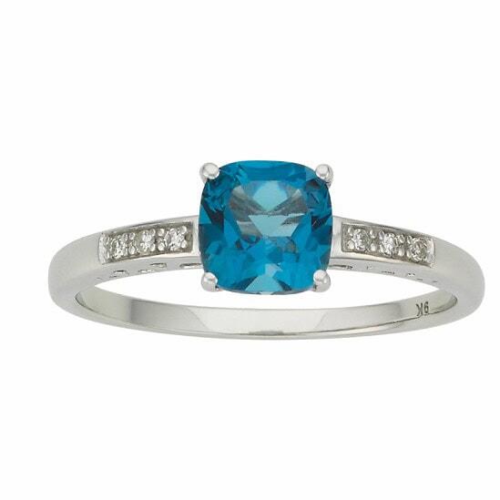 9ct White Gold London Blue Topaz and Diamond Ring_0