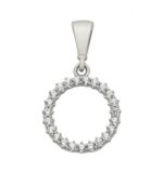 9ct White Gold Medium Circle Pendant CZ_0