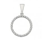 9ct White Gold Large Circle Pendant CZ_0