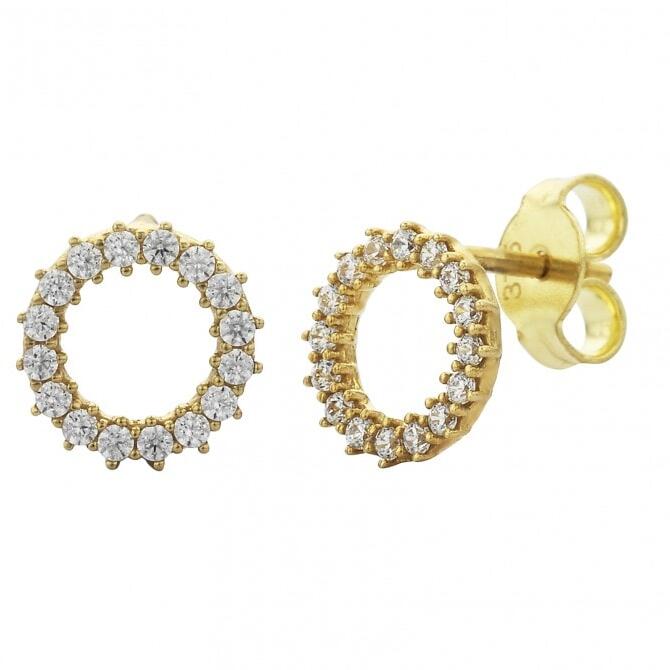 9ct Gold CZ Circle Studs_0