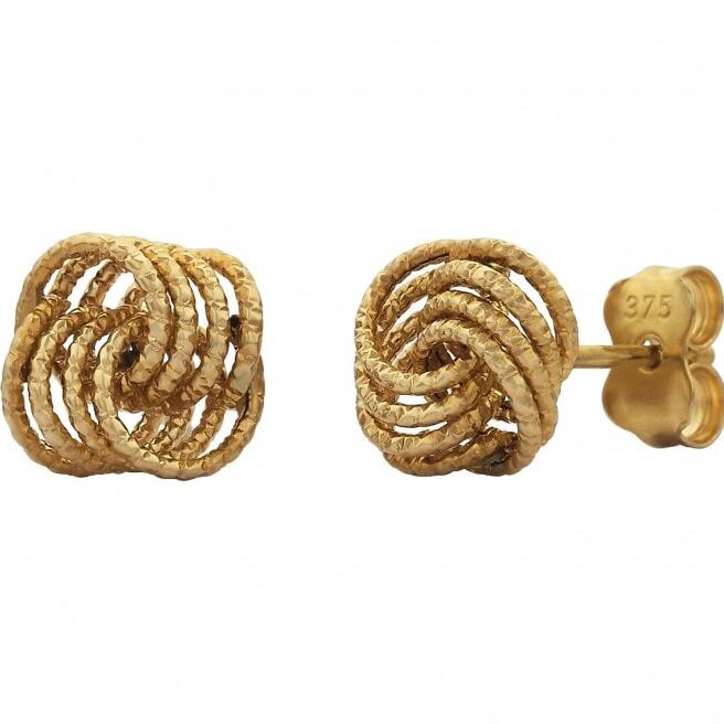 9ct Gold Textured Knot Studs_0