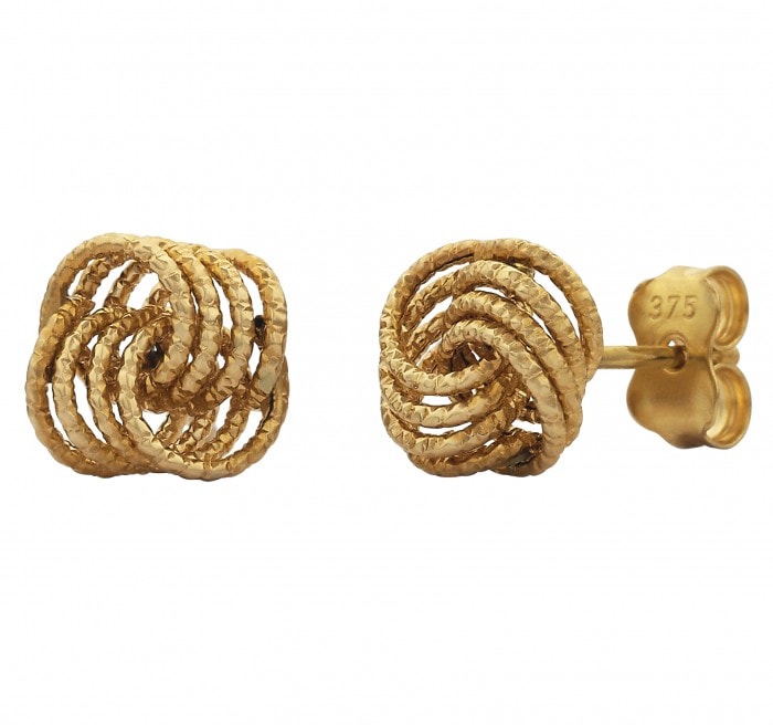 9ct Gold Textured Knot Studs_0