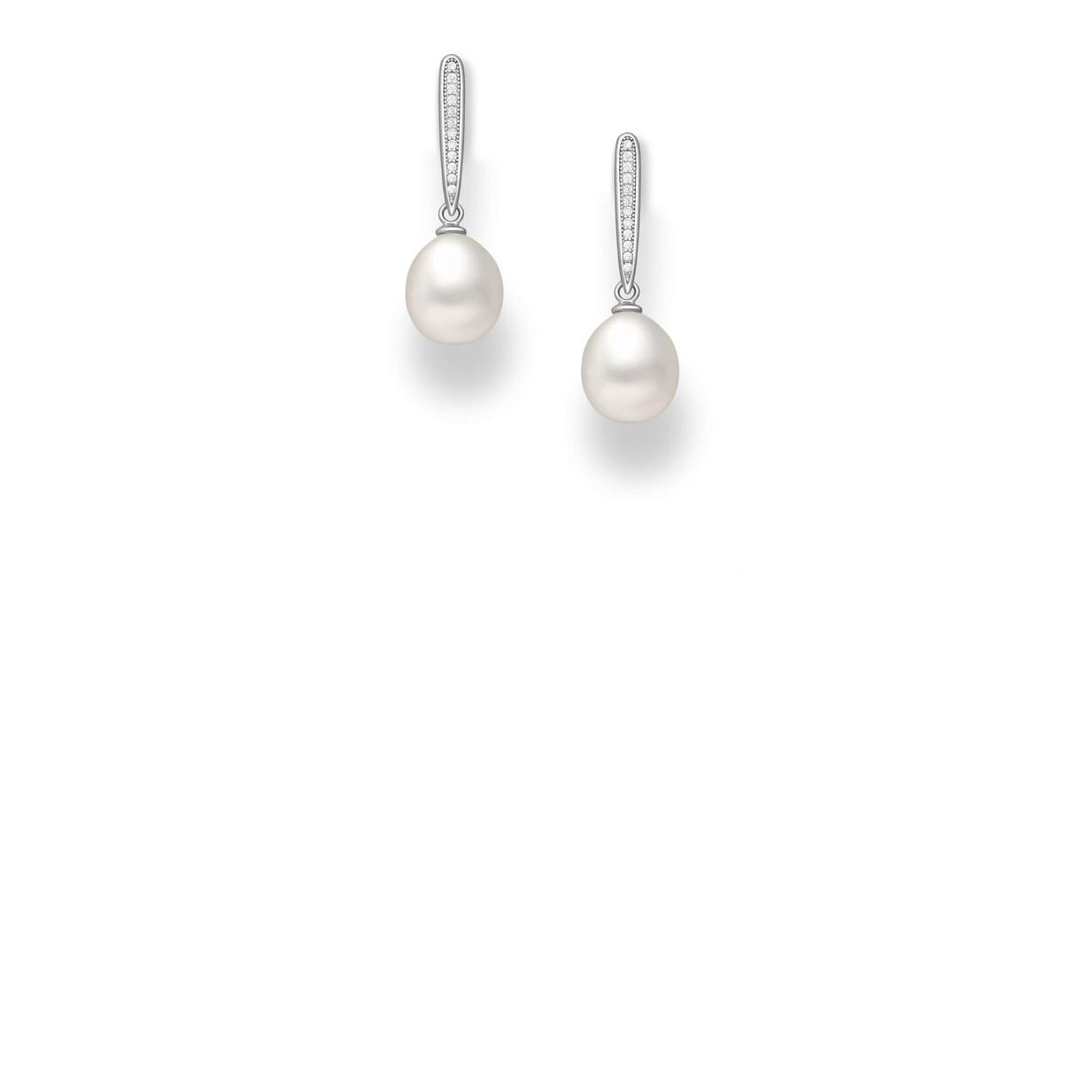 Pearl and CZ Drop Earrings_0