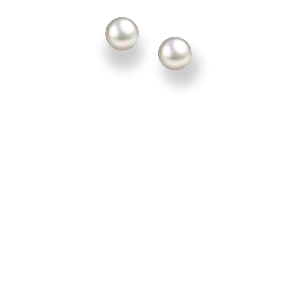 White Pearl Button Stud Earrings_0