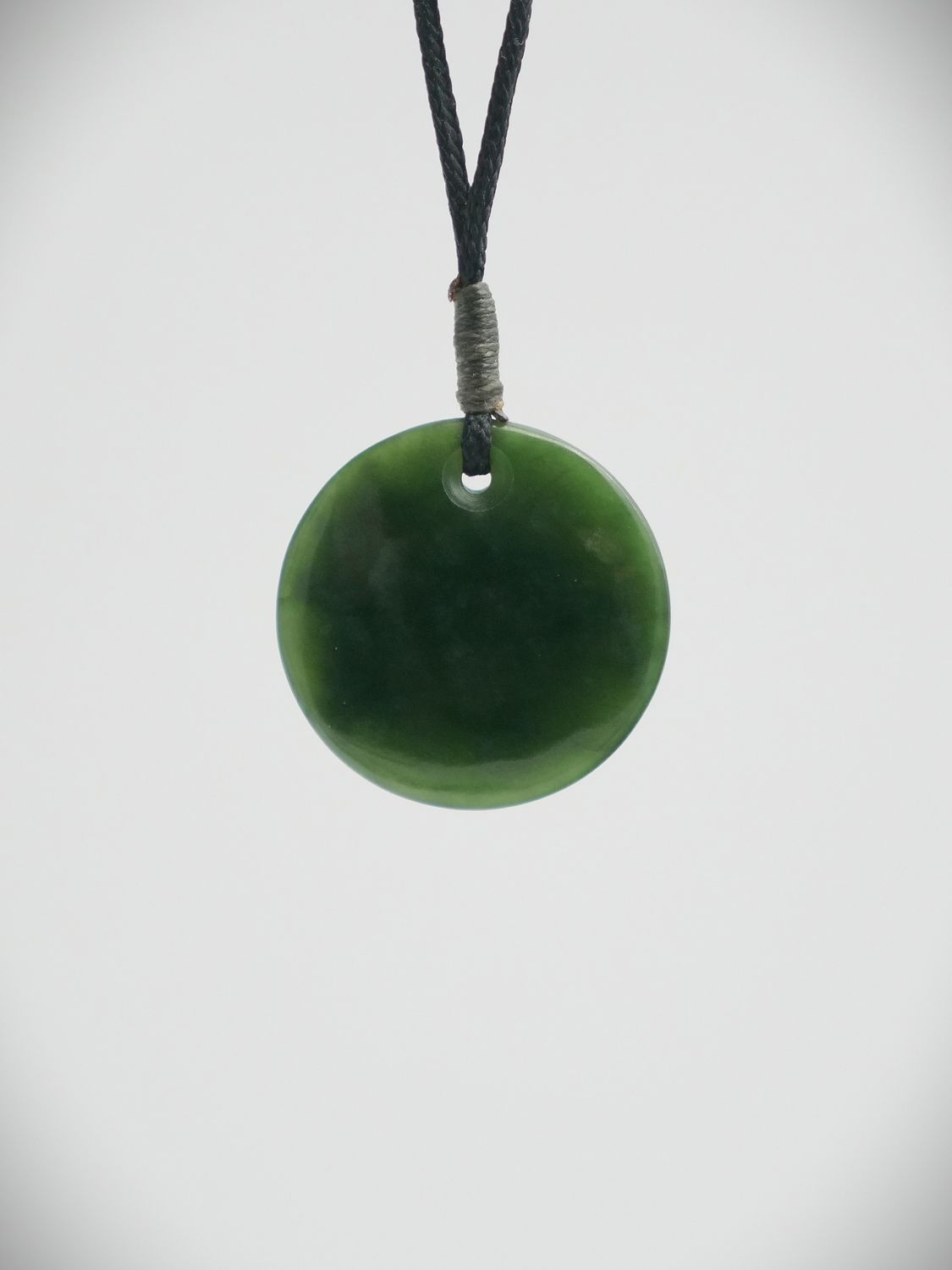 Greenstone Round Disc Pendant on Cord (colour may vary from image)_0