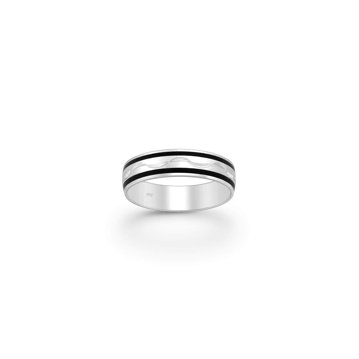 Silver black patterned ring_0