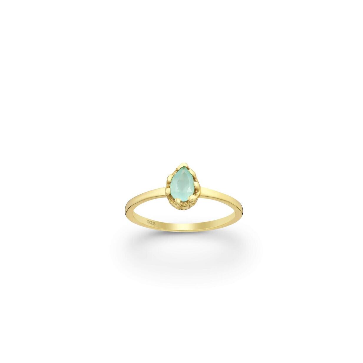 Gold plated teal cz teardrop ring_0