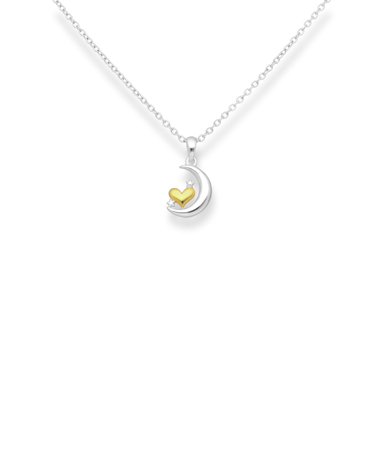 Silver moon pendant with gold plated heart pendant_0