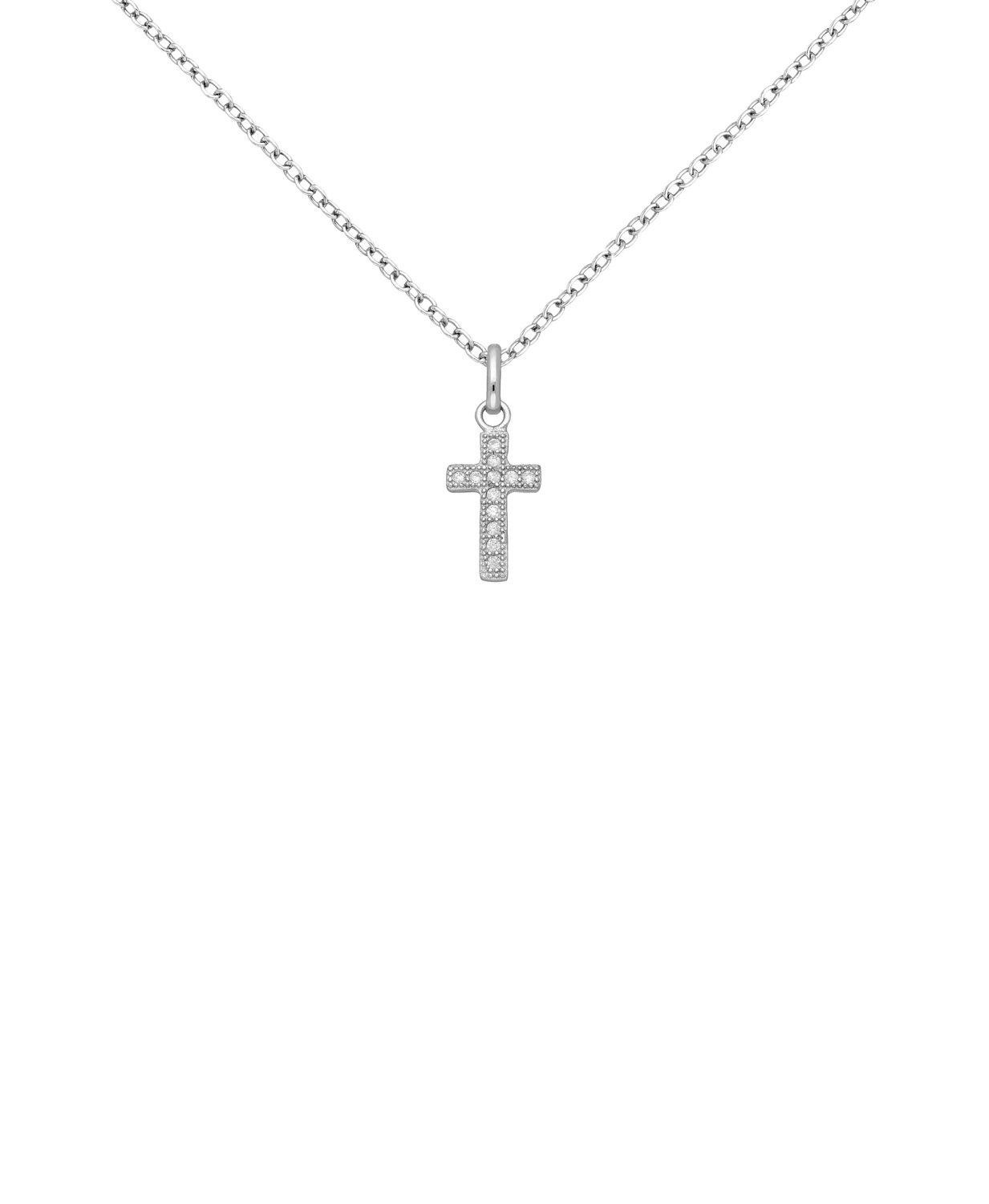 Silver Cross Pendant with Cubic Zirconia 14 x 7.5mm_0