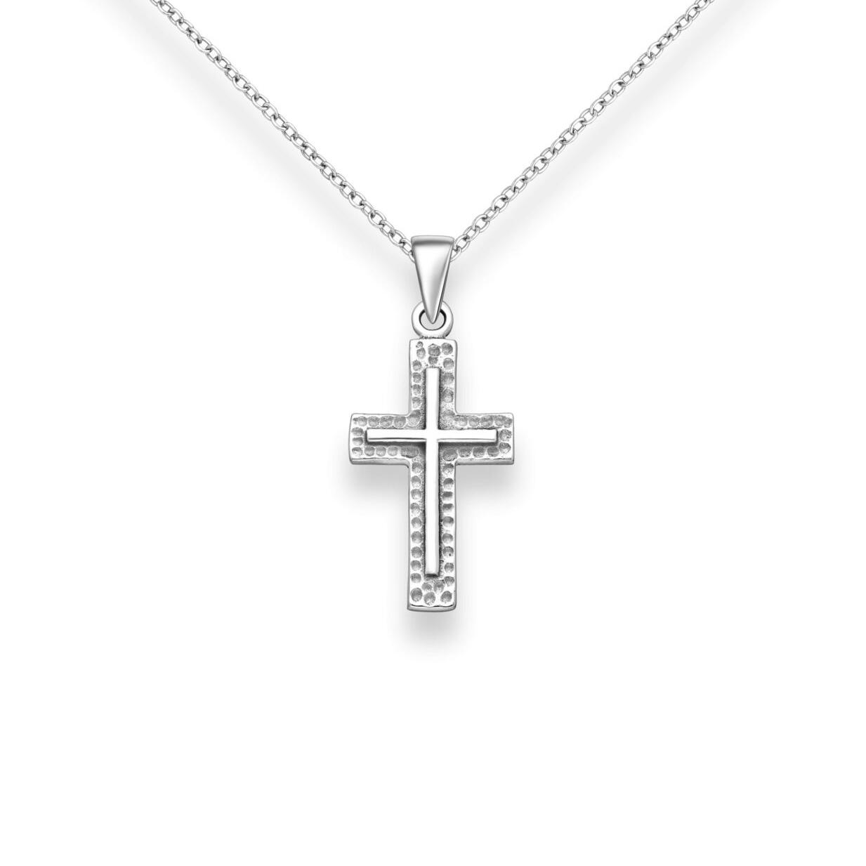 Silver oxidised cross pendant_0