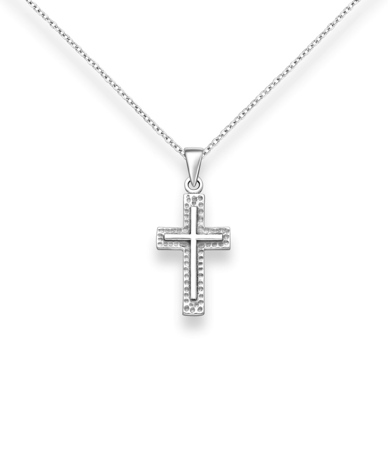 Silver oxidised cross pendant_0