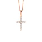 Rose Gold Plated Sterling Silver Cross Necklace CZ_0