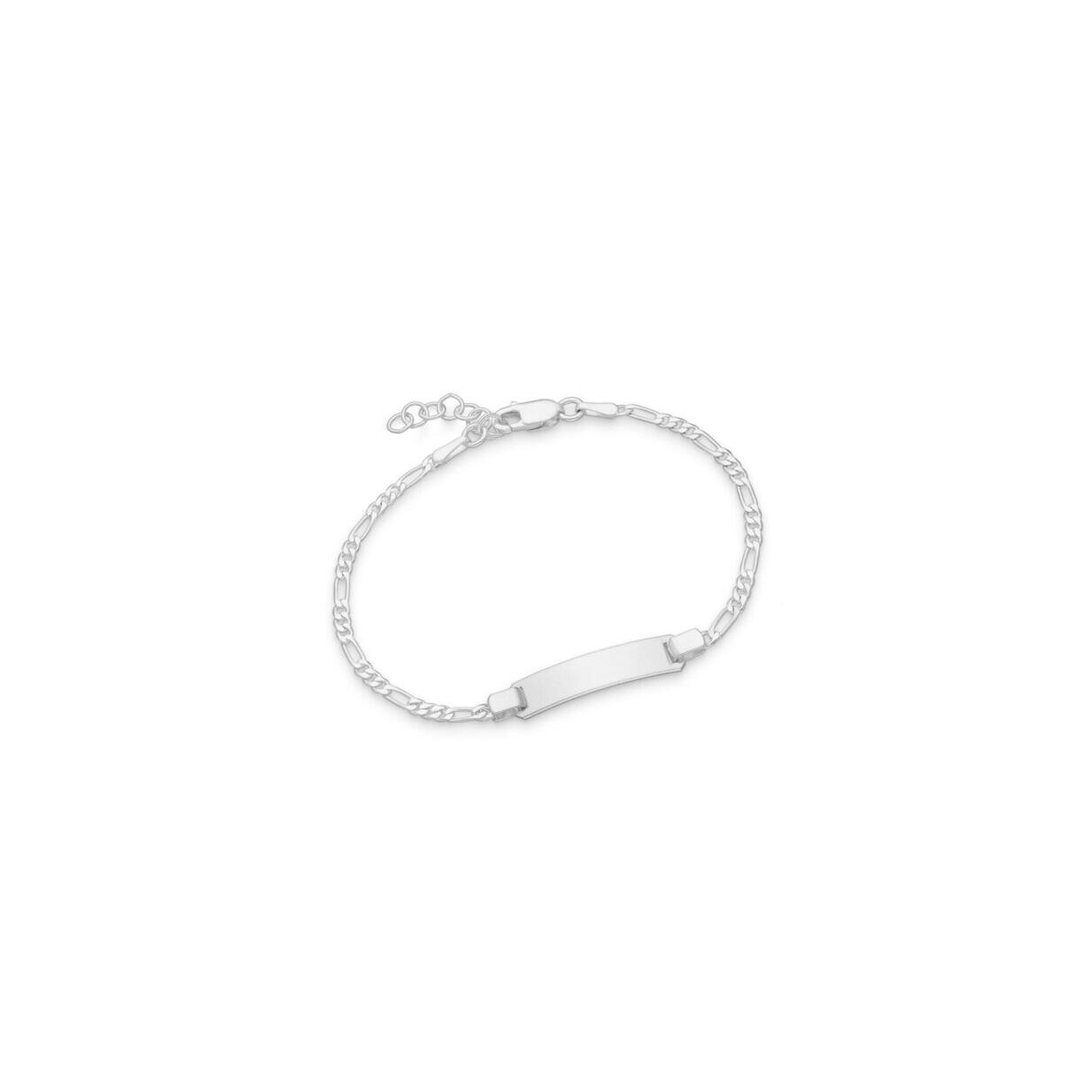 Silver Baby ID Bracelet 1/3 Figaro Chain_0