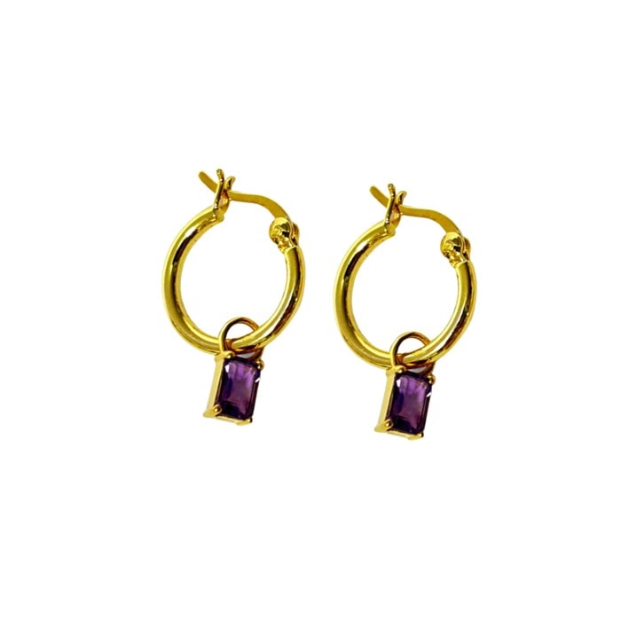 Sterling Silver Amethyst Earrings_0