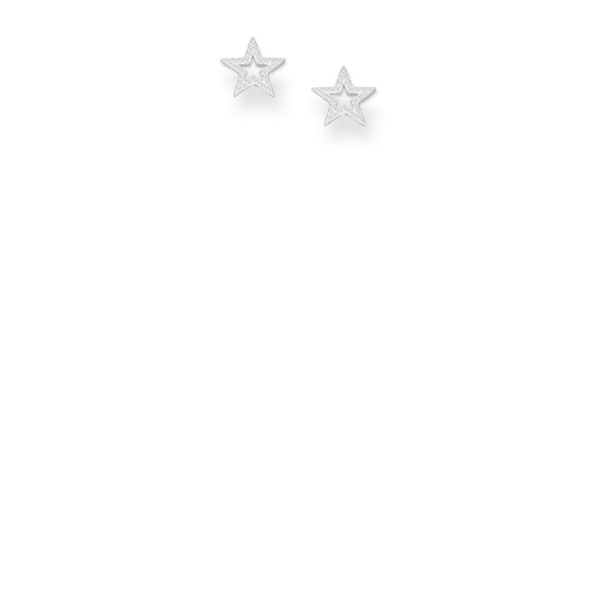 Silver Open Star Stud Earrings_0