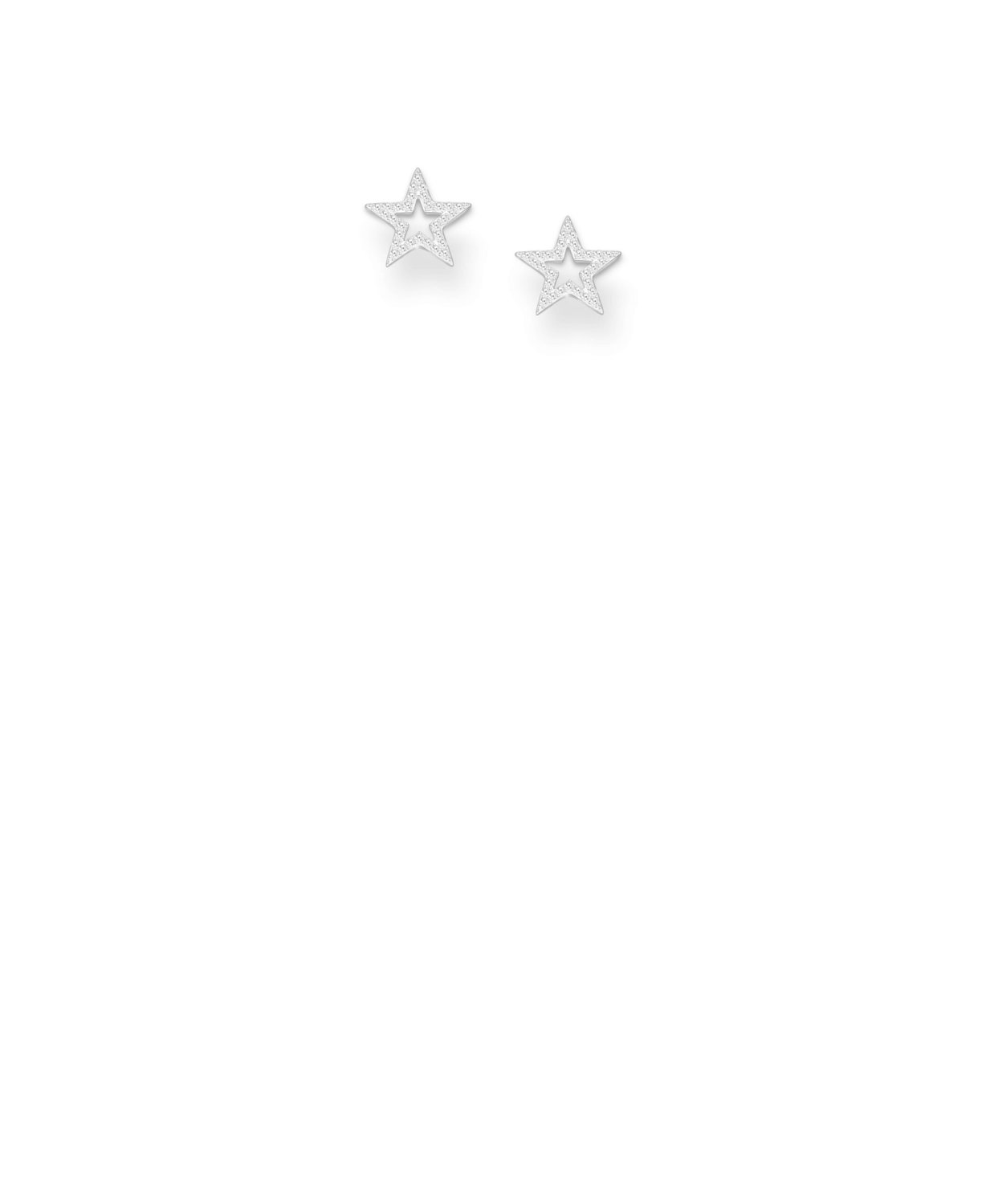 Silver Open Star Stud Earrings_0