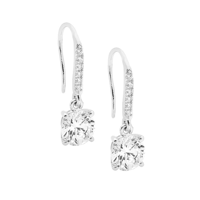 Silver CZ Drop Earrings_0